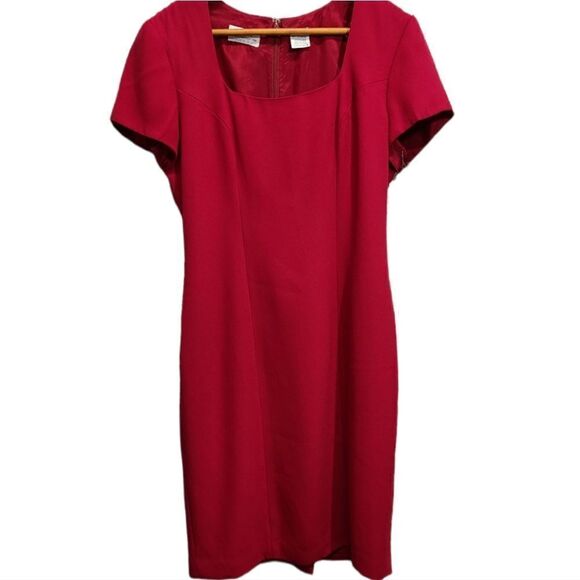 Liz Claiborne Red Midi Cap Sleeve Cocktail Dress Size 10‎ - Picture 1 of 8
